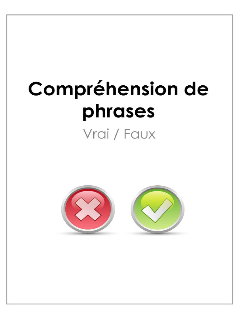 Copie de Compréhension de Phrases - Vrai Faux | PDF