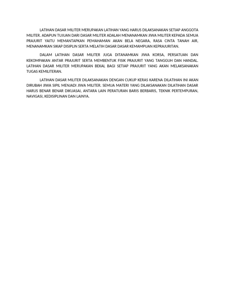 Latihan Dasar Militer Merupakan Latihan Yang Harus Dilaksanakan Setiap ...