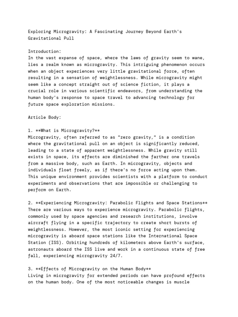 Lillian Diaz - Microgravity | PDF | Weightlessness | Outer Space