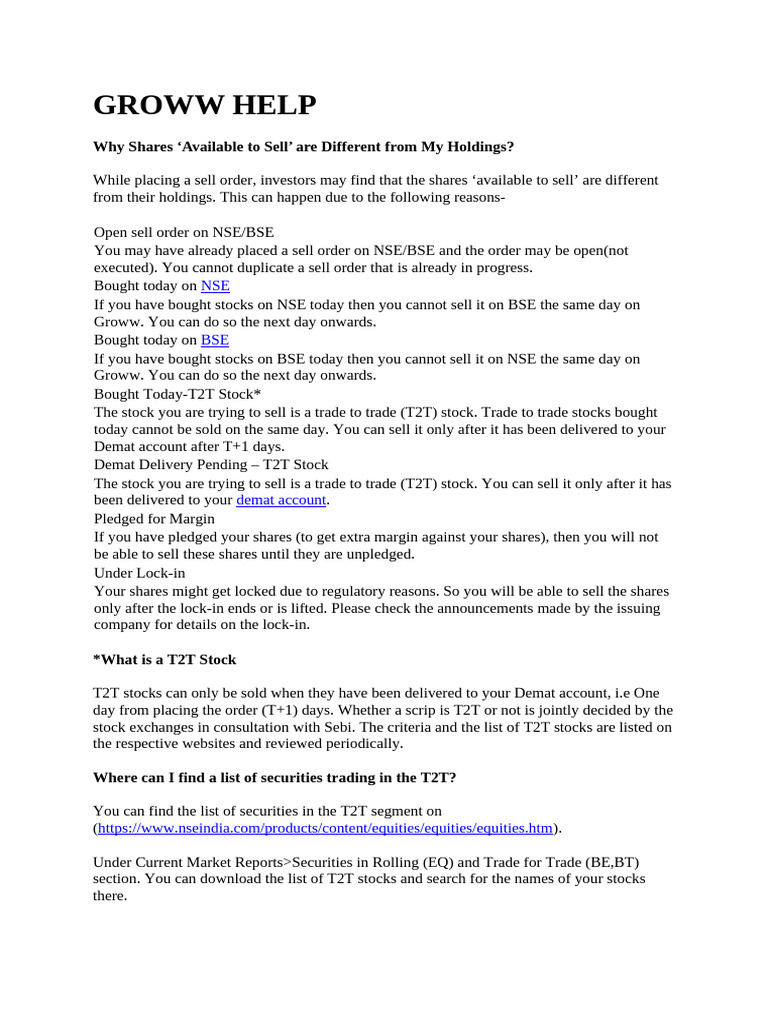 Groww Help | PDF | Law