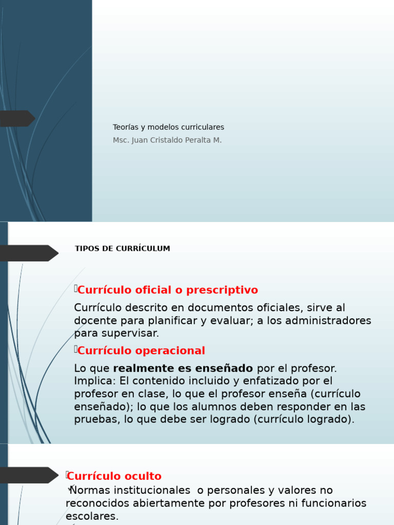 Teorias y Modelos Curriculares | PDF | Plan de estudios | Aprendizaje