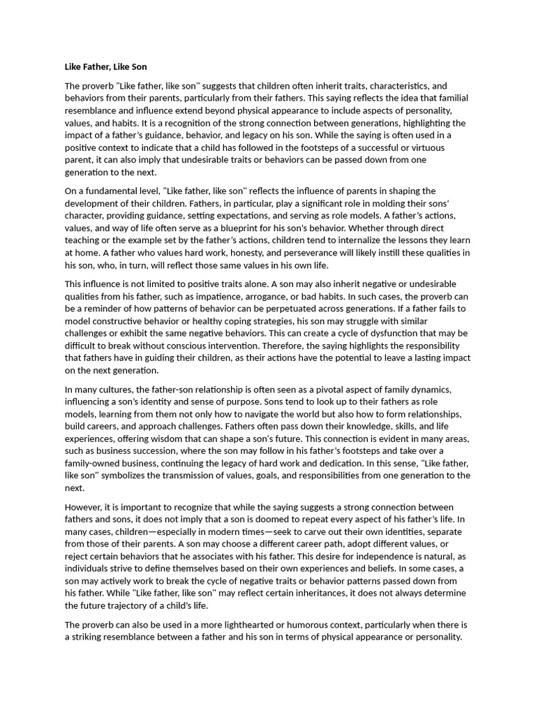 Like Father | PDF | Behavior | Identity (Social Science)