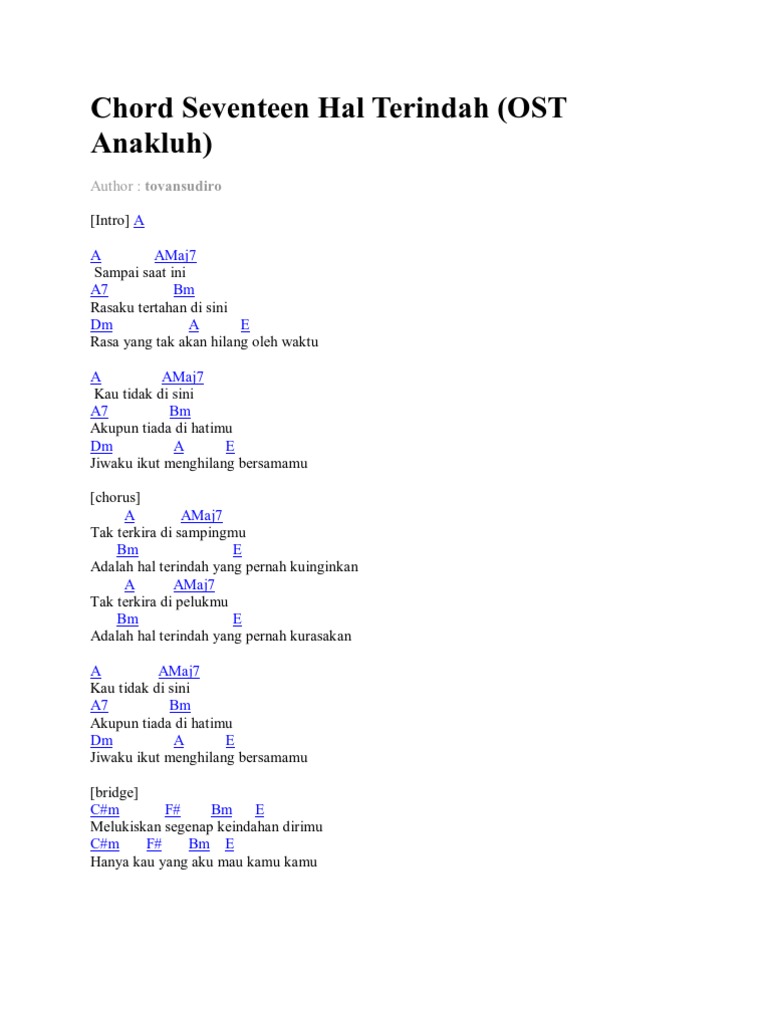Chord Seventeen Hal Terindah
