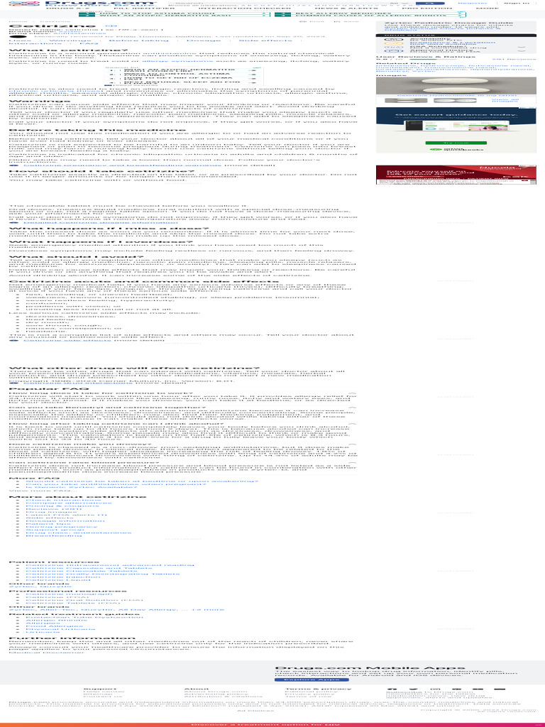 CETIRIZINE USES DOSAGE SIDE EFFECTS visual data 7