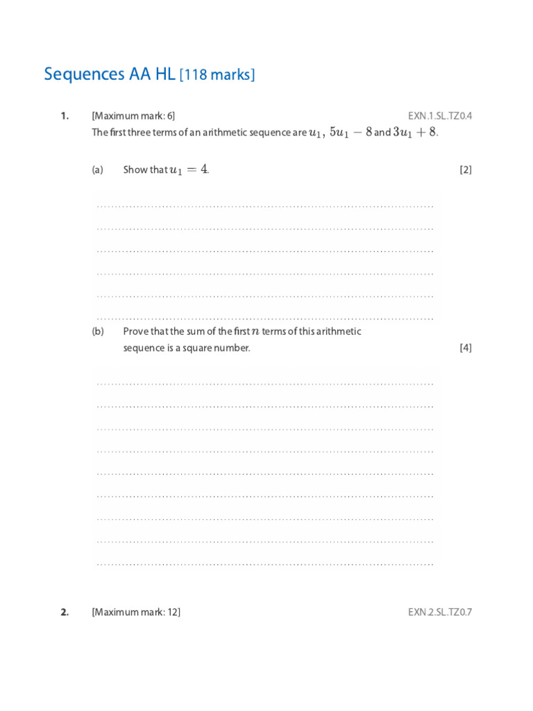 Sequences AA HL | PDF | Arithmetic | Elementary Mathematics