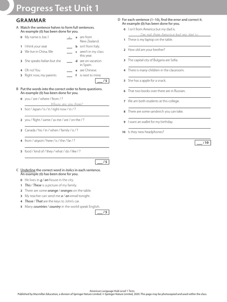 Progress Test Unit 1: Language Skills | PDF | Linguistics | Human ...