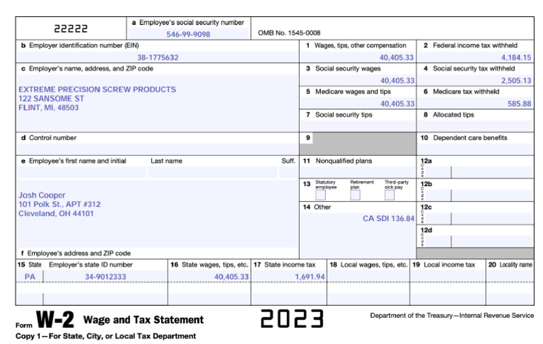 2023 W2 PA 40K SuccessExtraction | PDF