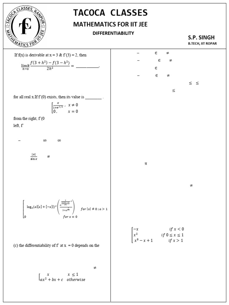 Differentiability Ex 2 | PDF | Function (Mathematics) | Abstract Algebra