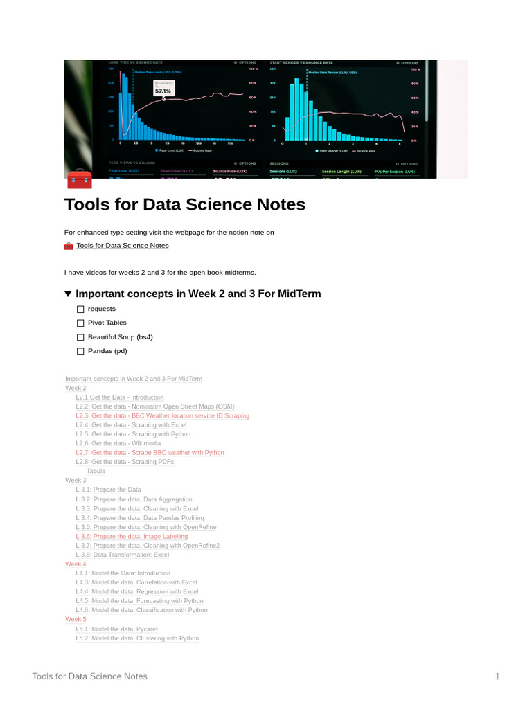 Tools For Data Science Notes | PDF | Microsoft Excel | Html