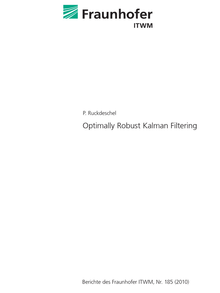 Optimally Robust Kalman Filtering | PDF | Kalman Filter | Robust Statistics