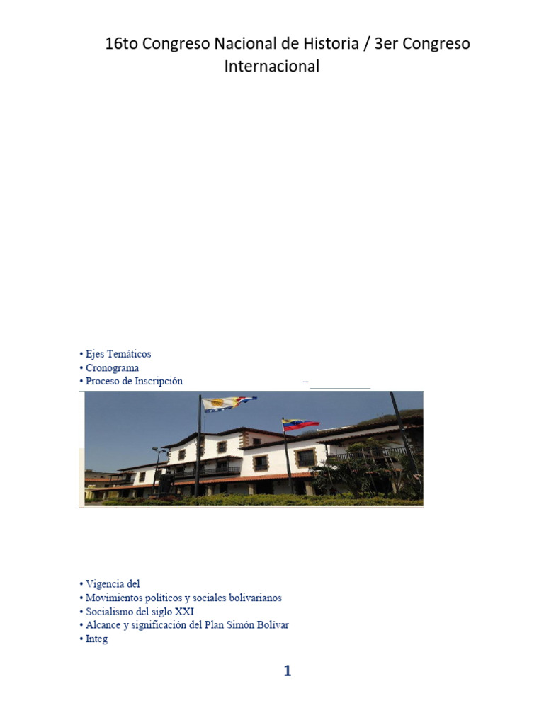 16to Congreso Nacional de Historia | PDF | Venezuela | Historiografía