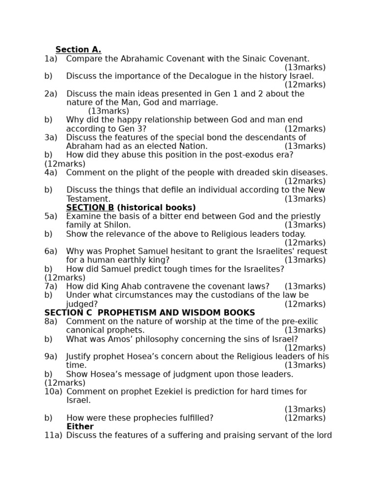 Christian Religious Education S.6 | PDF | Covenant (Biblical) | Prophet