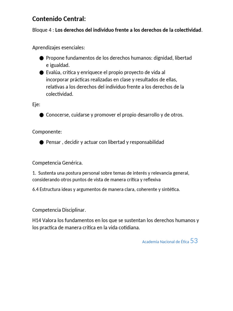 Bloque 4 - Los Derechos Humanos | PDF | Derechos humanos | Dignidad