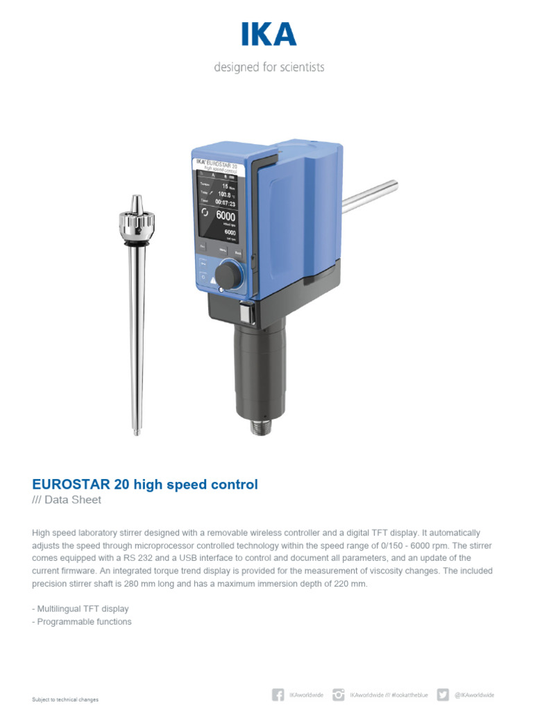Data Sheet EUROSTAR 20 High Speed Control | PDF | Electric Motor ...