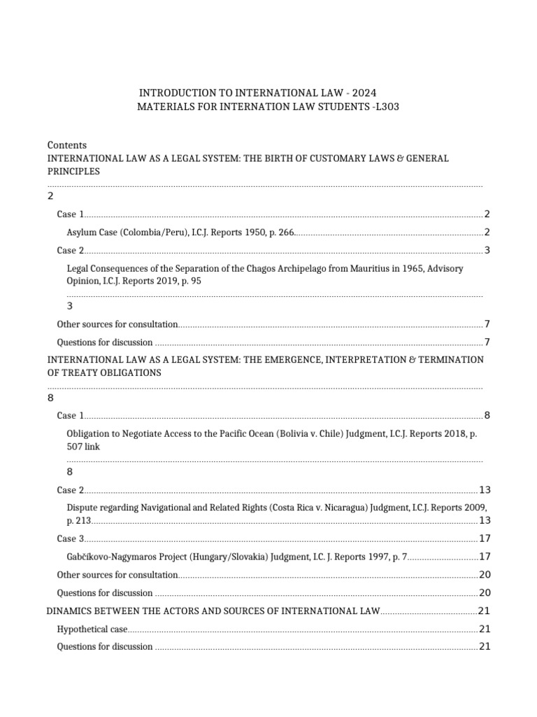 International Law Overview for Students | PDF | International Law | Treaty