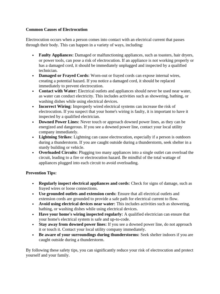 Top Electrocution Risks and Prevention Tips | PDF | Ac Power Plugs And ... - Hamster Electrocution Prevention Methods
