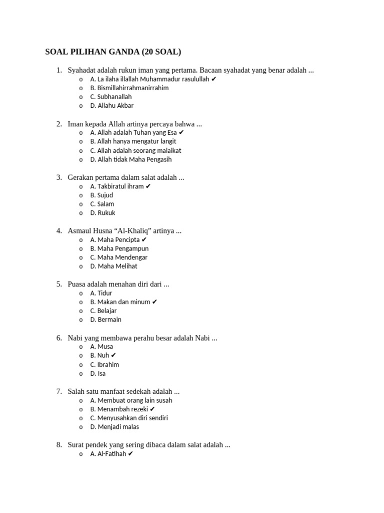 Soal Pilihan Ganda | PDF | Agama & Spiritualitas