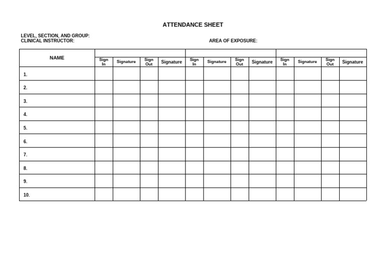 Duty Attendance Sheetdocx | PDF