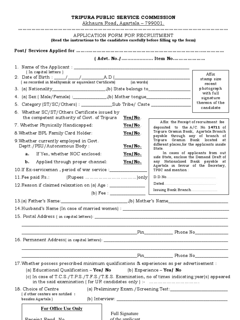 TPSC Recruitment Application Guidelines | PDF | Postage Stamp | Test ...