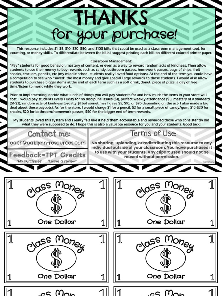ClassroomEconomySystem-Class Cash | PDF