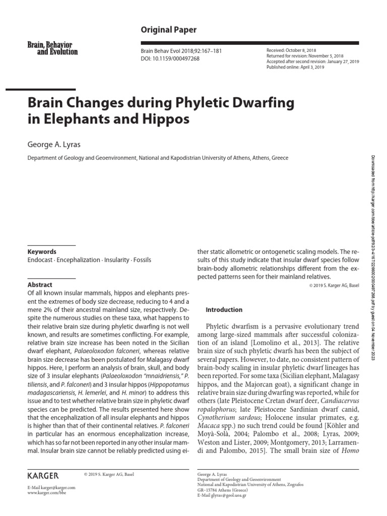 Brain Size in Dwarf Hippos and Elephants | PDF | Hippopotamus