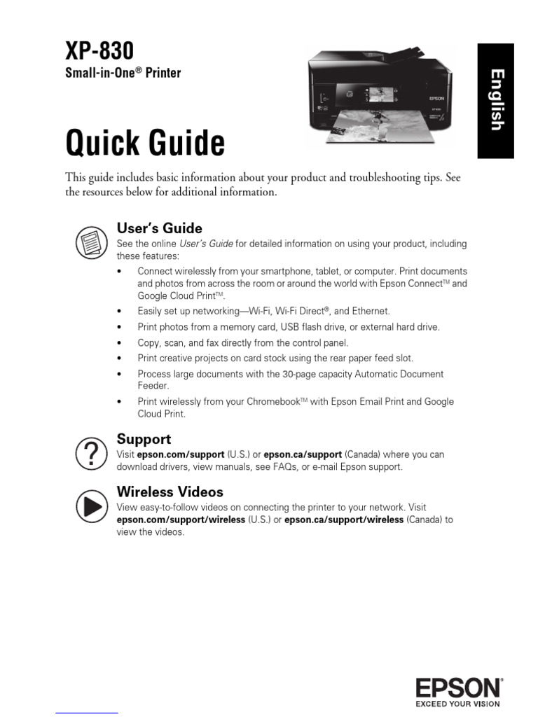 Epson Printer xp830 Manual | PDF | Image Scanner | Mobile App
