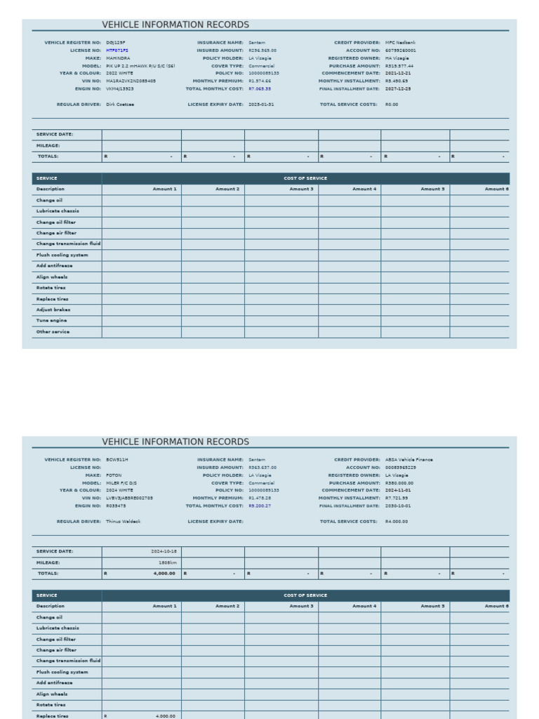 Vehicle Information and Insurance Records | PDF | Automotive ...