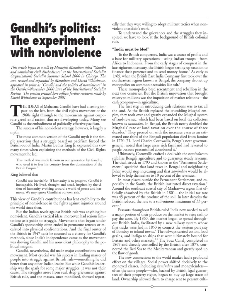 Gandhi and nonviolence essay image
