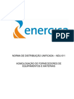 NDU 011 Homologação de Fornecimecedores de Equipamentos e Materiais