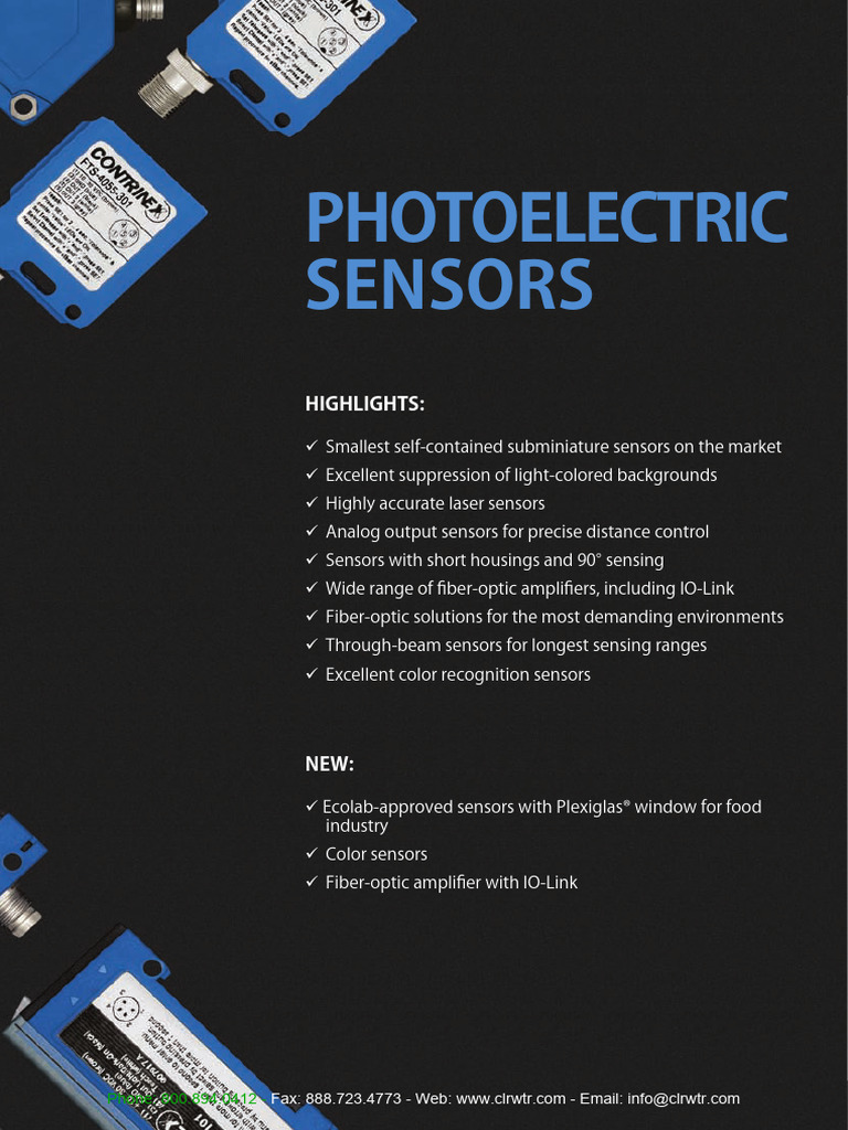 Contrinex Photoelectric Sensors | PDF | Optical Fiber | Sensor