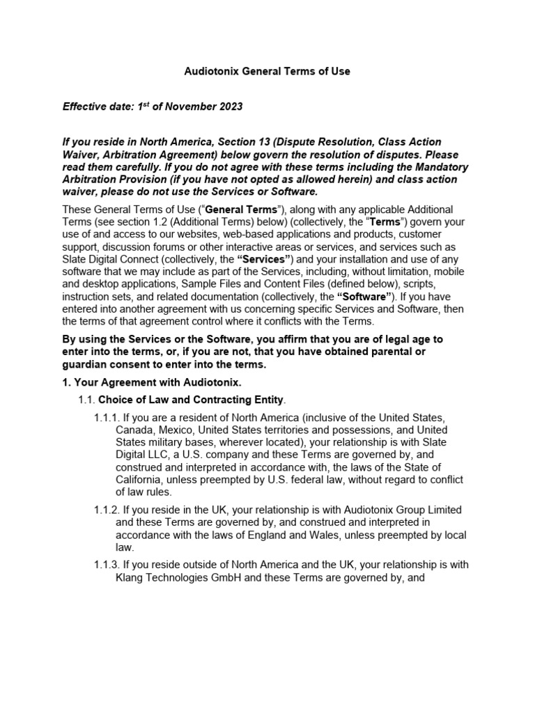 Updated Terms of Service November 1st 2023 | PDF | Subscription ...
