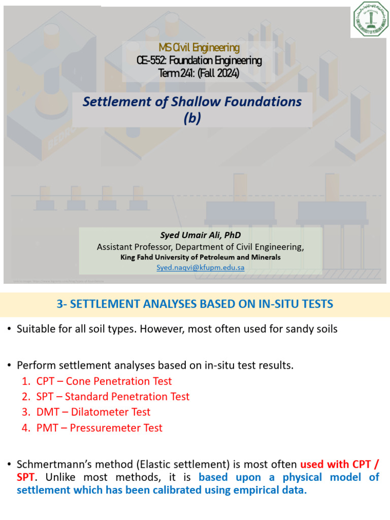 Settlement Analysis of Shallow Foundations | PDF | Foundation ...