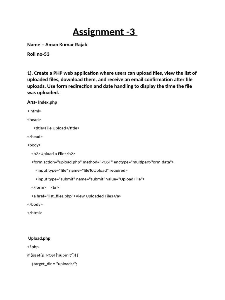 Aman PHP Assignment 3 | PDF | Internet | World Wide Web