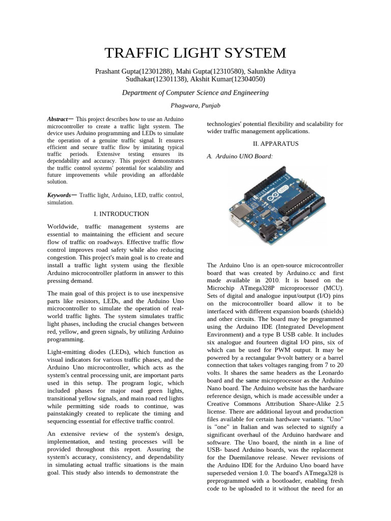 Traffic Light New Final Report | PDF | Light Emitting Diode | Arduino