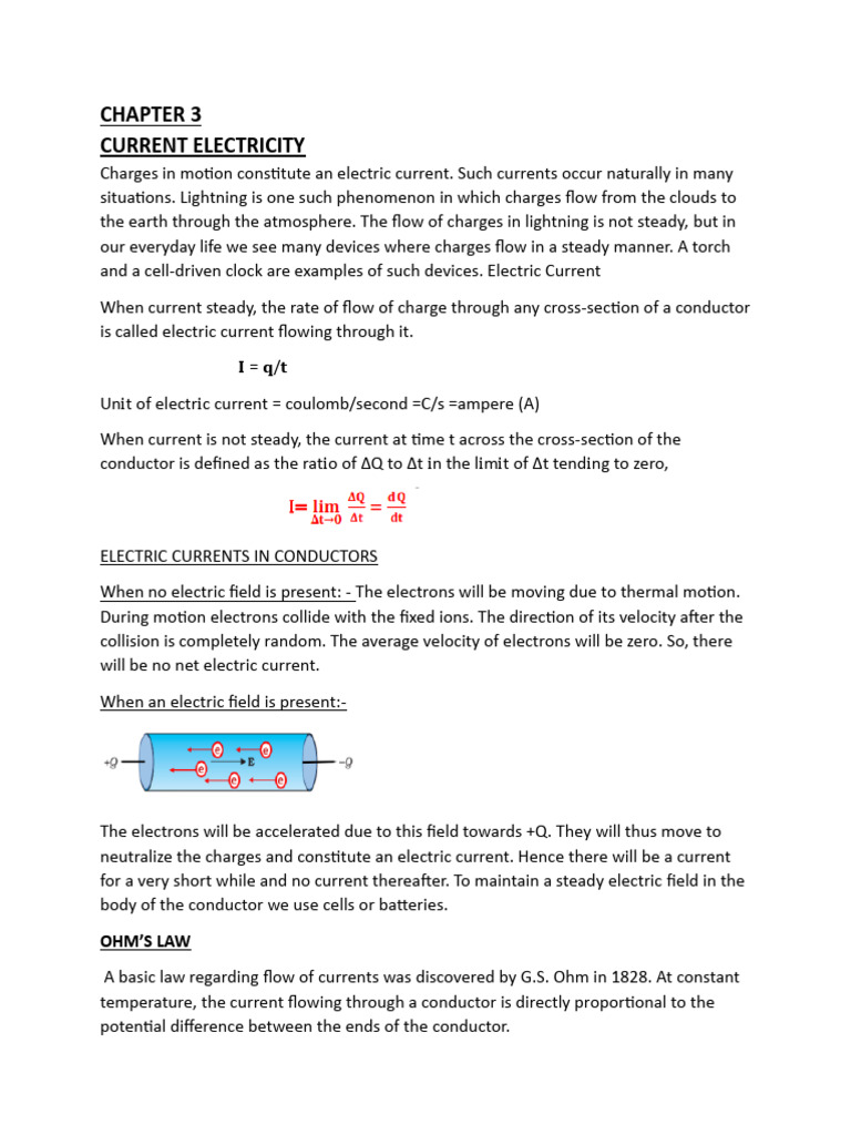 Chapter 3&4 | PDF | Electric Current | Electrical Resistivity And ...