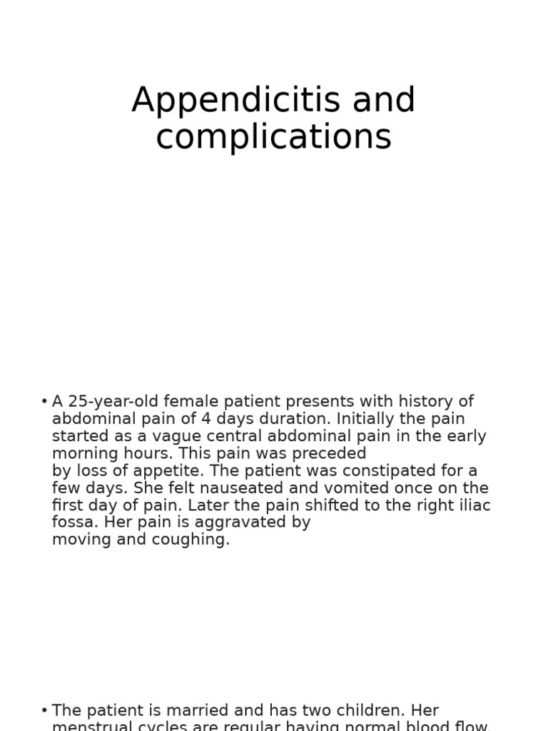 Appendicitis Diagnosis and Management Guide | PDF | Abdomen | Digestive ...