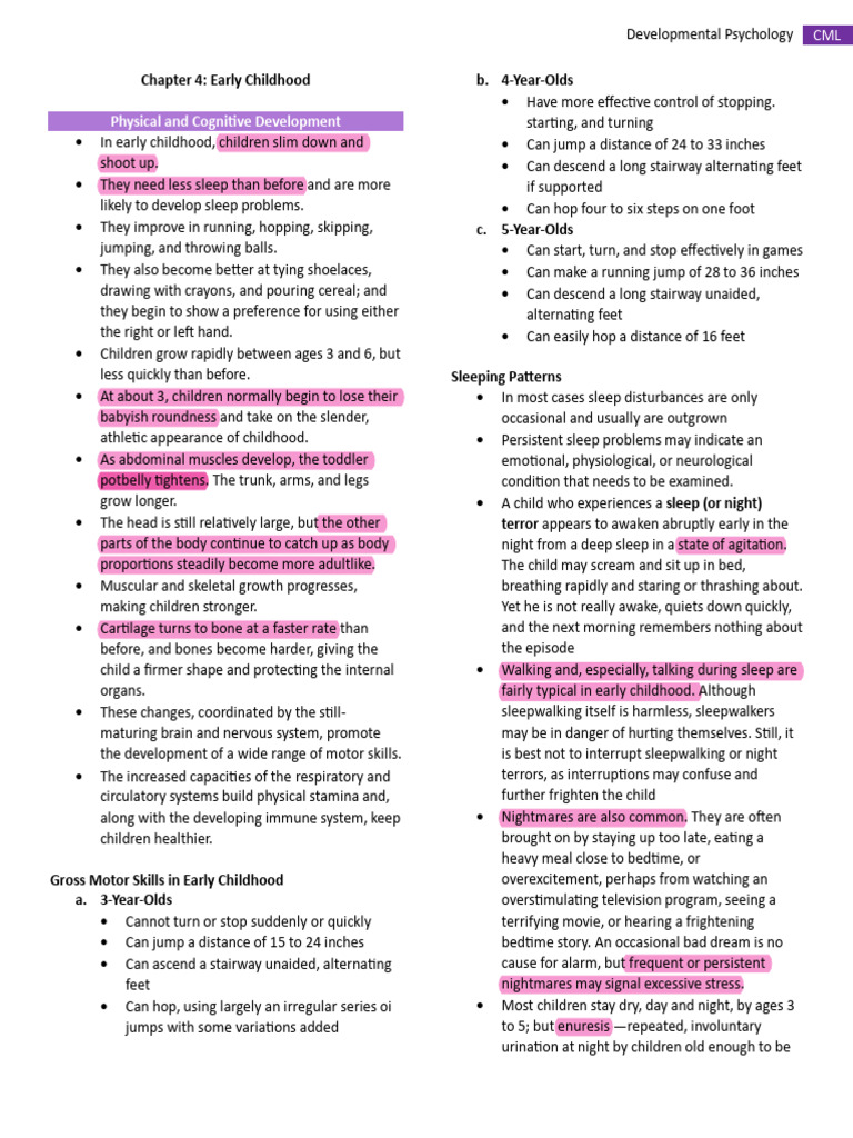 Early Childhood Development Insights | PDF | Thought | Memory