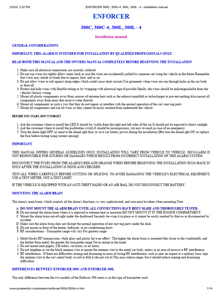 Enforcer 300C, 300L | PDF | Relay | Electrical Connector