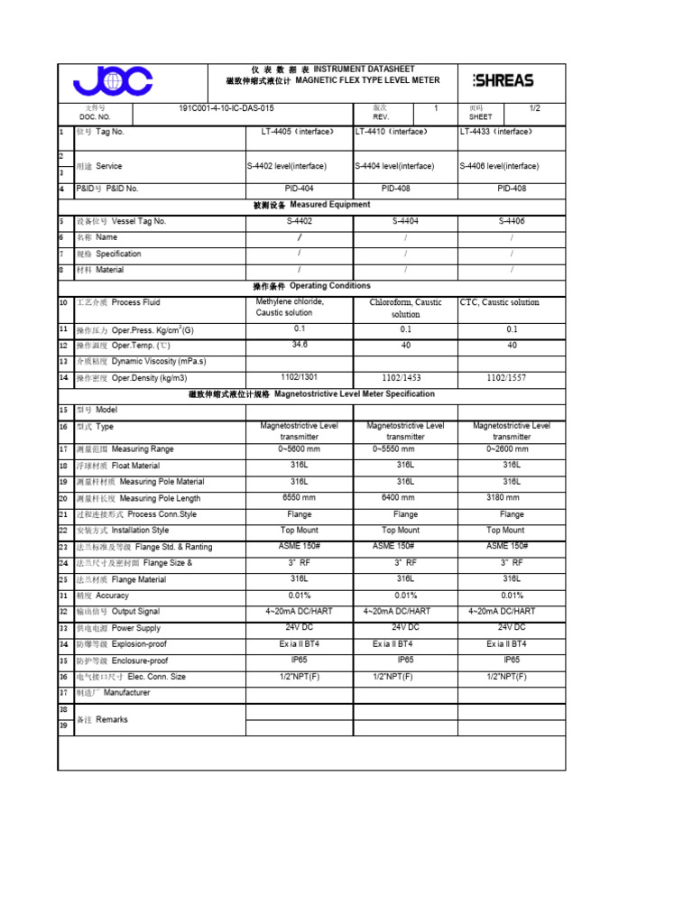 Interface Level Transmitter Datasheet Magnetic Flex | PDF