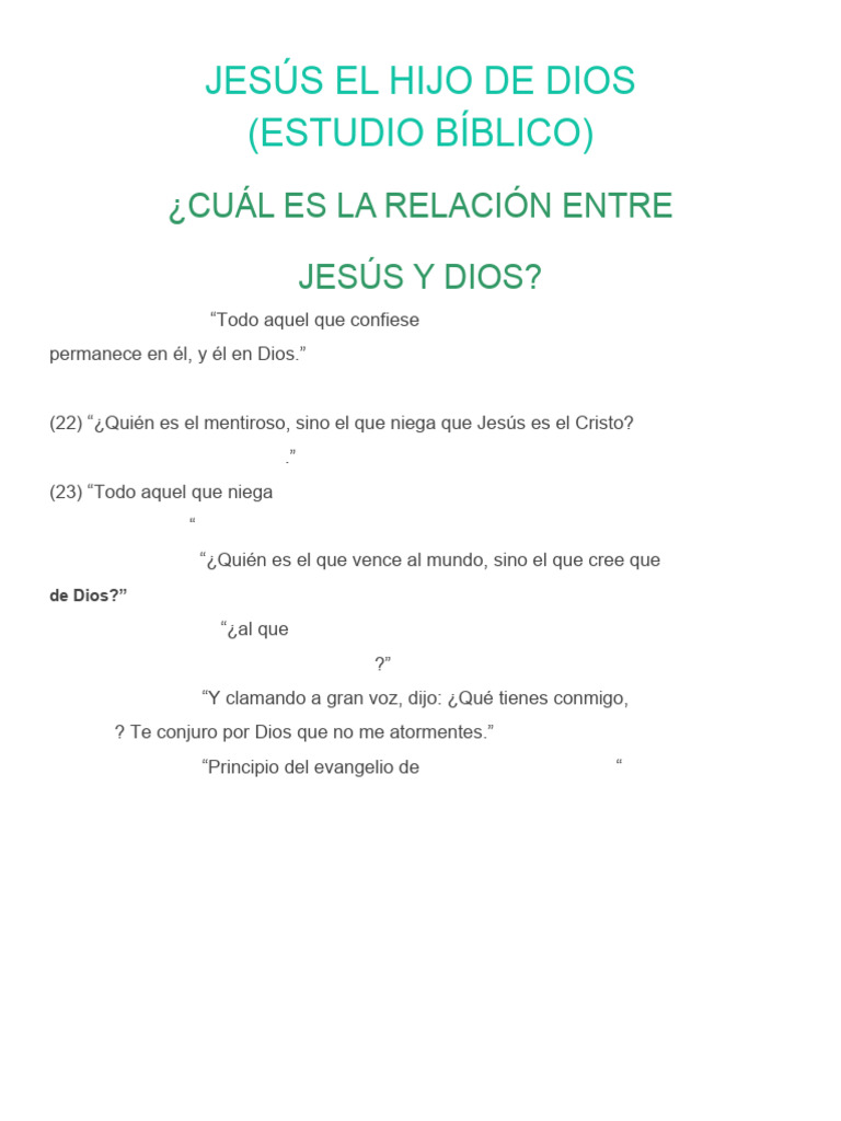 Relación de Jesús como Hijo de Dios | PDF | Jesús | Cristo (título)