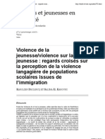 regards croisés sur la perception de la violence langagière de populations scolaires issues de l’immigration