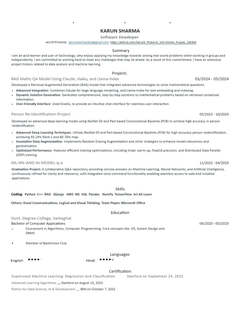 Software Developer with ML Expertise | PDF | Machine Learning ...