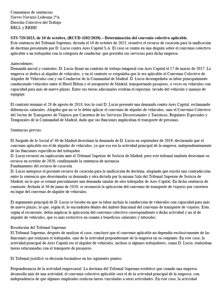 Comentario de Sentencias | PDF | Caso de ley | Sentencia (ley)