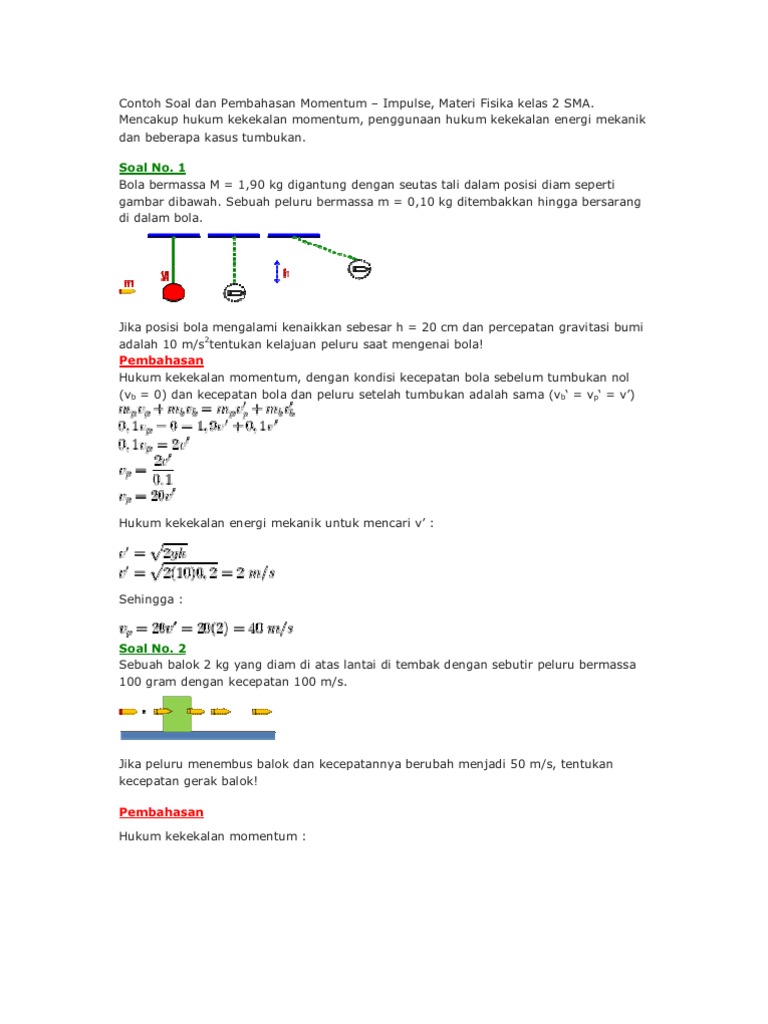 Contoh Soal Dan Pembahasan Momentum