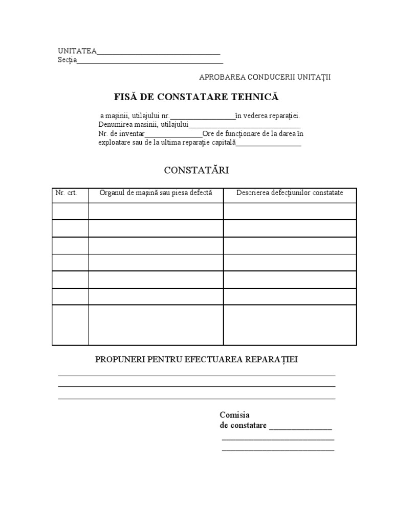 Fisa de Constatare | PDF