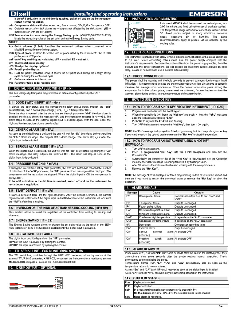 XR60C - XR70D - XR70D-1-4-3 | PDF | Thermostat | Relay