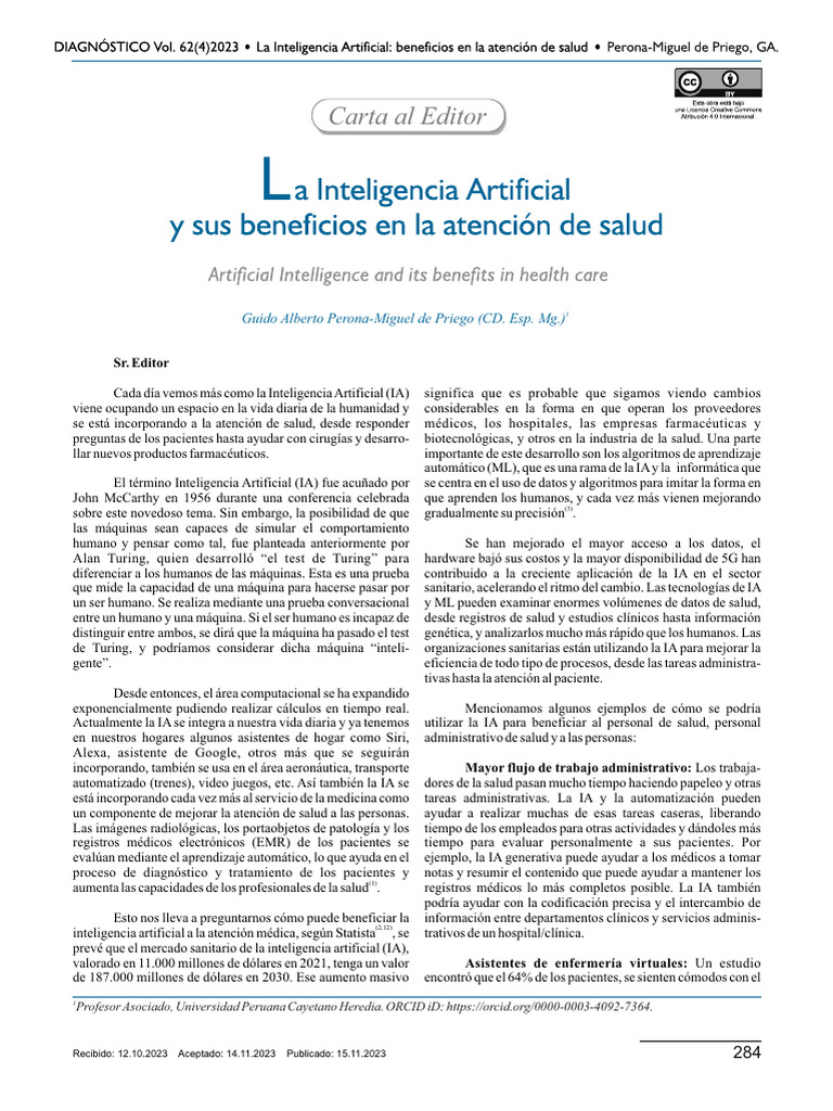 Impacto de la IA en la Atención Médica | PDF | Inteligencia artificial ...