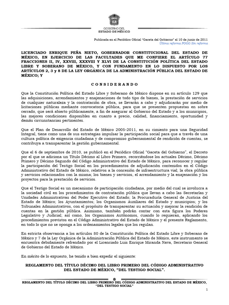 Reglamento del Testigo Social 2025 | PDF | México | Estado (política)