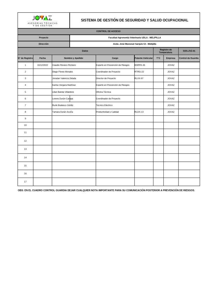 SGS-JVZ-01-Control de Acceso | PDF