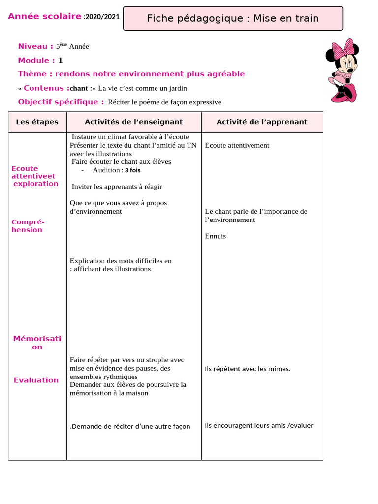 Récitation expressive : Chant et environnement | PDF